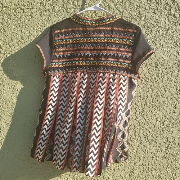 Ranna Gill Anthropologie Boho Aztec Tunic Blouse - Picture 6 of 7